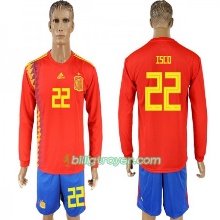 Billige Fotballdrakter Spania Isco 22 VM 2018 Hjemmedraktsett Langermet